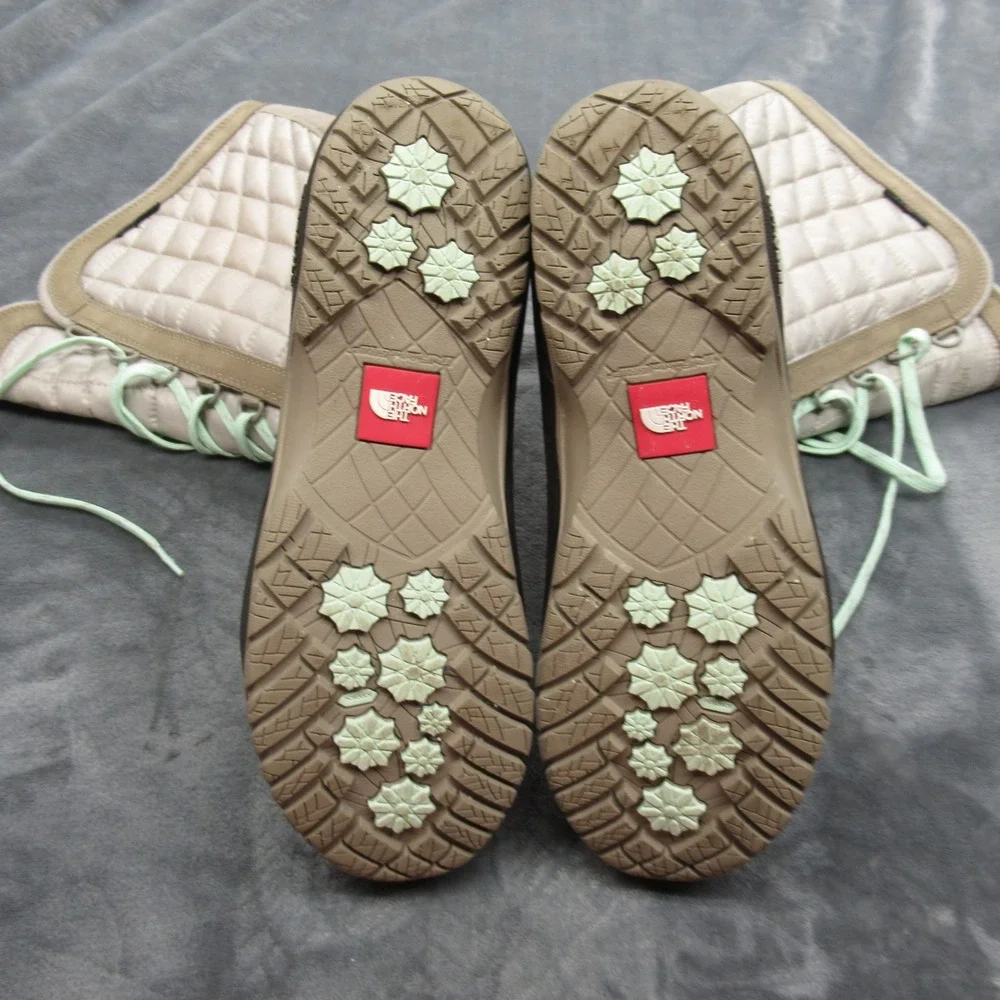 North Face Snow Boots Women 9 Brown Thermoball Utility Lace‎ Up Quilted Winter